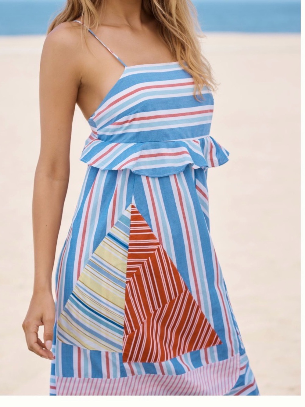 Anthropologie Celandine Sail Away Stripe Dress Blue White Red Nautical M NEW